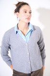 CARDIGAN CON BOTTONE GIOIELLO GRIGIO MEDIO