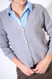 CARDIGAN CON BOTTONE GIOIELLO GRIGIO MEDIO