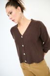 CARDIGAN CON BOTTONE GIOIELLO MORO