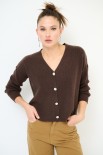 CARDIGAN CON BOTTONE GIOIELLO MORO