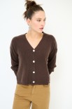 CARDIGAN CON BOTTONE GIOIELLO MORO