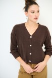 CARDIGAN CON BOTTONE GIOIELLO MORO