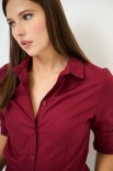 CAMICIA SLIM CON PINCE POPELINE VINO