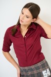 CAMICIA SLIM CON PINCE POPELINE VINO