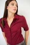CAMICIA SLIM CON PINCE POPELINE VINO