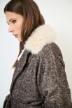 CAPPOTTO LUNGO ACCAPPATOIO CON COLLO PELLICCIA MORO
