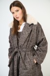 CAPPOTTO LUNGO ACCAPPATOIO CON COLLO PELLICCIA MORO