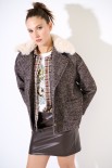 CAPPOTTO CORTO OVER COLLO PELLICCIA MORO