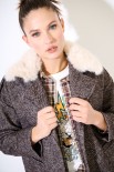 CAPPOTTO CORTO OVER COLLO PELLICCIA MORO