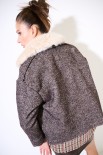 CAPPOTTO CORTO OVER COLLO PELLICCIA MORO