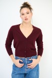 CARDIGAN SCOLLO V MISTOLANA MERINOS BORDEAUX