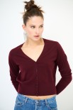 CARDIGAN SCOLLO V MISTOLANA MERINOS BORDEAUX