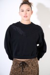 FELPA BASIC OVER INSERTO PIZZO NERO