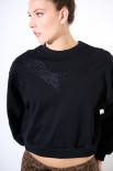 FELPA BASIC OVER INSERTO PIZZO NERO