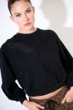 FELPA BASIC OVER INSERTO PIZZO NERO