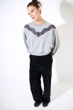FELPA BASIC OVER INSERTO PIZZO GRIGIO