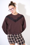 FELPA BASIC OVER INSERTO PIZZO MORO