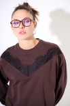 FELPA BASIC OVER INSERTO PIZZO MORO