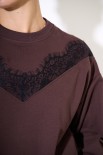 FELPA BASIC OVER INSERTO PIZZO MORO