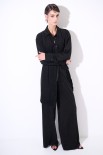 ABITO CAMICIA CORTO CON FRANGE CINTURA NERO