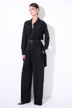 ABITO CAMICIA CORTO CON FRANGE CINTURA NERO