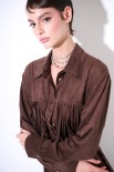 ABITO CAMICIA CORTO CON FRANGE CINTURA MORO