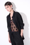 CAMICIA CON DAINETTO CON FRANGE NERO