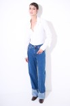 CAMICIA OXFORD CON POLSO STRASS E PERLE BIANCO