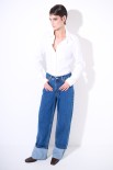 CAMICIA OXFORD CON POLSO STRASS E PERLE BIANCO