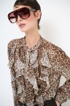 CAMICIA MACULATA ROUCHES  VISCOSA LANA NERO