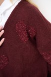 MAGLIA SCOLLO V LUREX CON CUORI VINO
