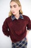 MAGLIA PARICOLLO LUREX CON CUORI VINO