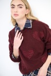 MAGLIA PARICOLLO LUREX CON CUORI VINO