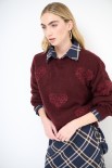 MAGLIA PARICOLLO LUREX CON CUORI VINO