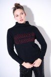 MAGLIA MEZZOCOLLO SCRITTA LUREX NERO