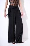 PANTALONE CARGO CON FRANGE TASCHE DAINETTO NERO