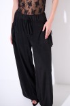 PANTALONE CARGO CON FRANGE TASCHE DAINETTO NERO
