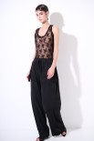 PANTALONE CARGO CON FRANGE TASCHE DAINETTO NERO