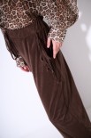 PANTALONE CARGO CON FRANGE TASCHE DAINETTO MORO