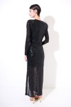 ABITO LUNGO CON SPACCO PAILLETTES NERO