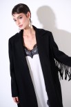 CAPPOTTO LUNGO CON FRANGE DIETRO NERO