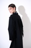 CAPPOTTO LUNGO CON FRANGE DIETRO NERO
