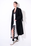 CAPPOTTO LUNGO CON FRANGE DIETRO NERO
