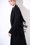 CAPPOTTO LUNGO CON FRANGE DIETRO NERO