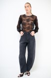 JEANS BARREL SLAVATO NERO