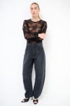 JEANS BARREL SLAVATO NERO