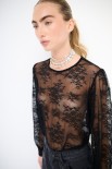 MAGLIA OVER CON POLSINO MANICA PIZZO NERO