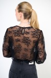 MAGLIA OVER CON POLSINO MANICA PIZZO NERO