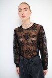 MAGLIA OVER CON POLSINO MANICA PIZZO NERO
