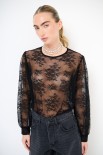 MAGLIA OVER CON POLSINO MANICA PIZZO NERO